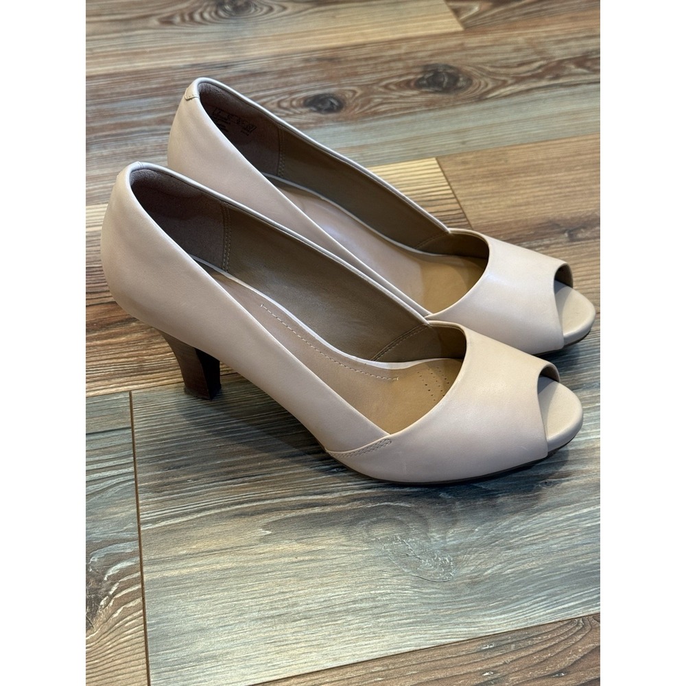 Clark's 8.5W Florine Kona Nude Pink Leather Heels - Picture 3 of 8